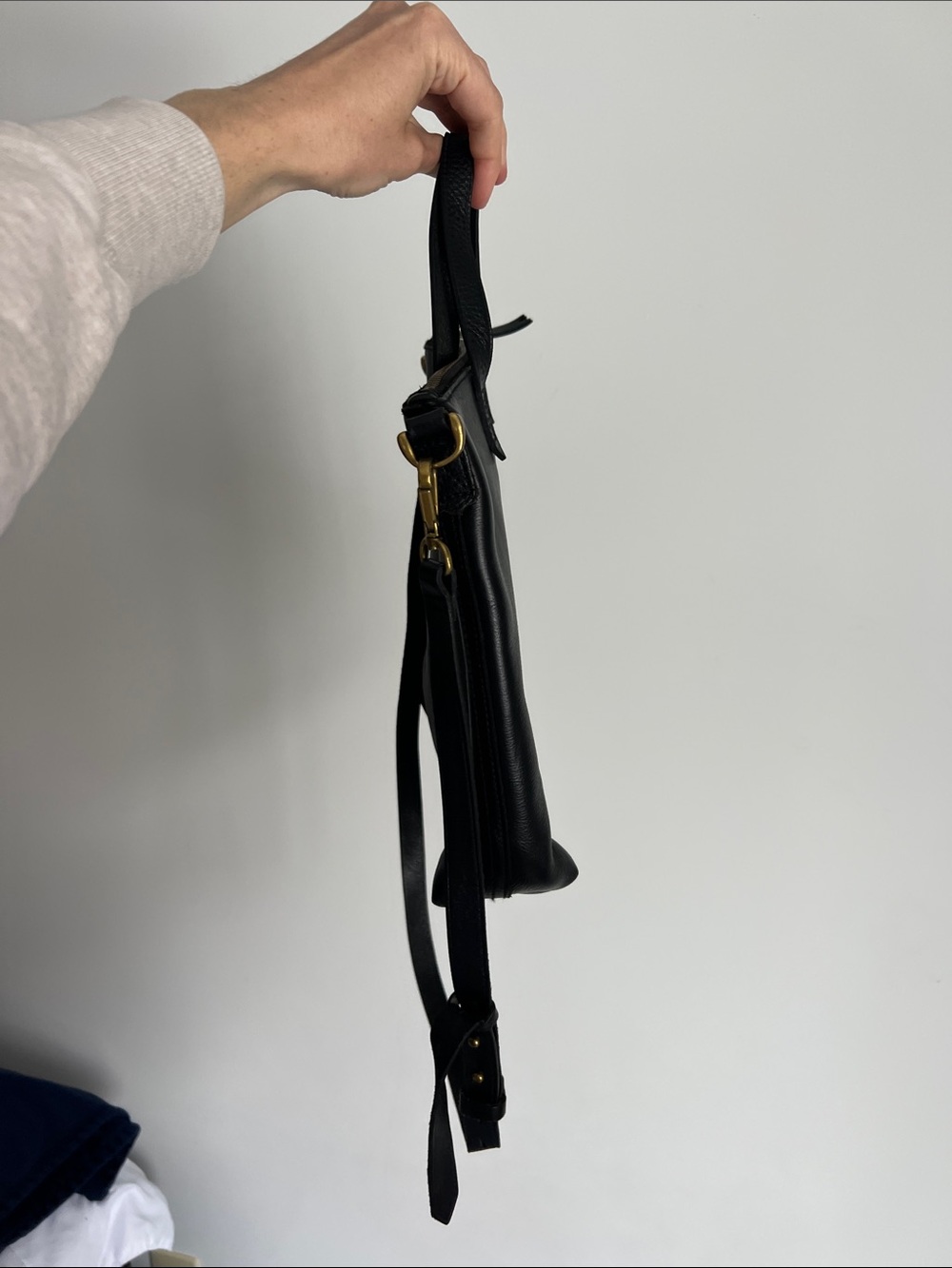 MADEWELL small mini transport black crossbody bag purse tote zip top w/ handles - Picture 5 of 11